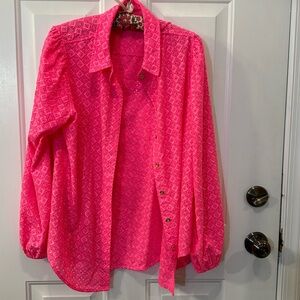Lilly Pulitzer xl pink eyelet blouse